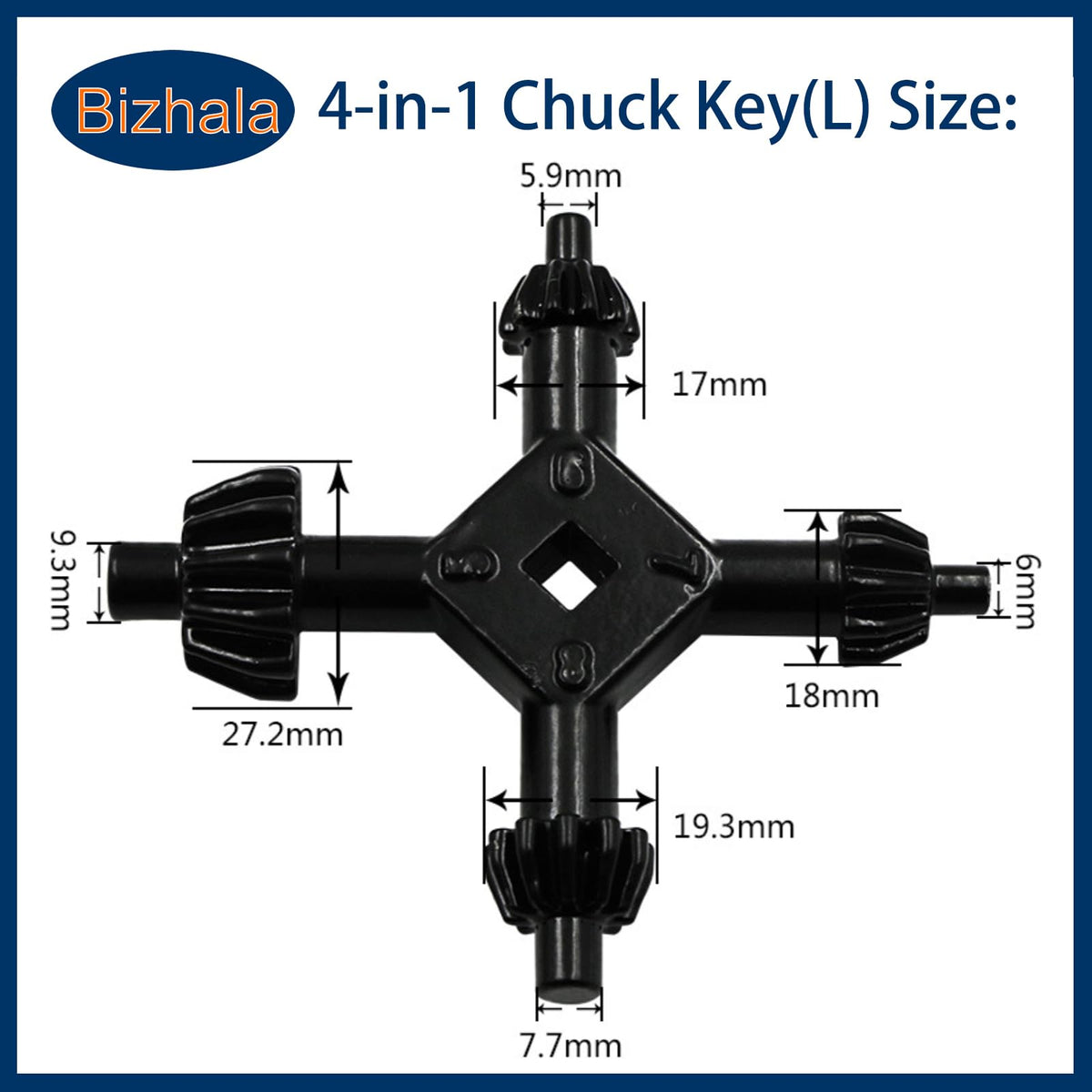 2PCS 4-in-1 Drill Chuck Key Set, Drill Chuck Wrench for 3/8” 1/2” 3/4” 1” Bits, Heavy-Duty & Lightweight, Compatible with Most Electric Drills, Impact Drivers, and Home Tools