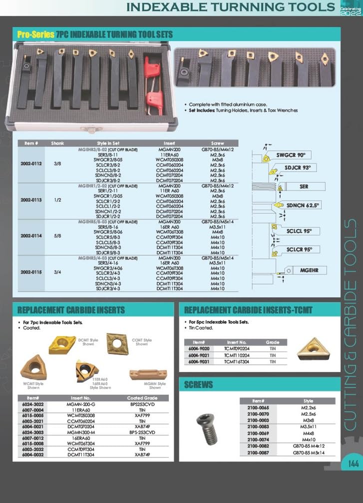HHIP 2002-0212 Pro Series Indexable Cut Off and Turning Tool Set, 9 Piece, 3/8"