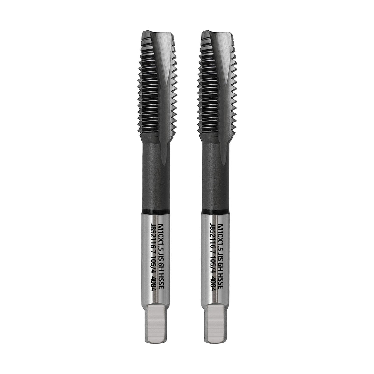 WEXWE Tools M10 x 1.5 Spiral Point Threading Tap, Metric Machine Threading Tap High Speed Steel Cobalt(HSSCo) With AlTiN Coating, Round Shank with Square End， H2 Tolerance, 2pcs