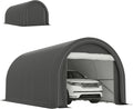 10' x 16' Carport Heavy Duty Portable Garage Storage Tent Gray | Large Zippered Door, Anti-UV PE Canopy Cover