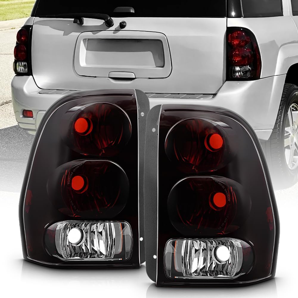 KEEKPO - Compatible with 2002-2009 Chevy Trailblazer Red Smoked Lens Tail Lights Brake Lamps Set Replacement Left+Right