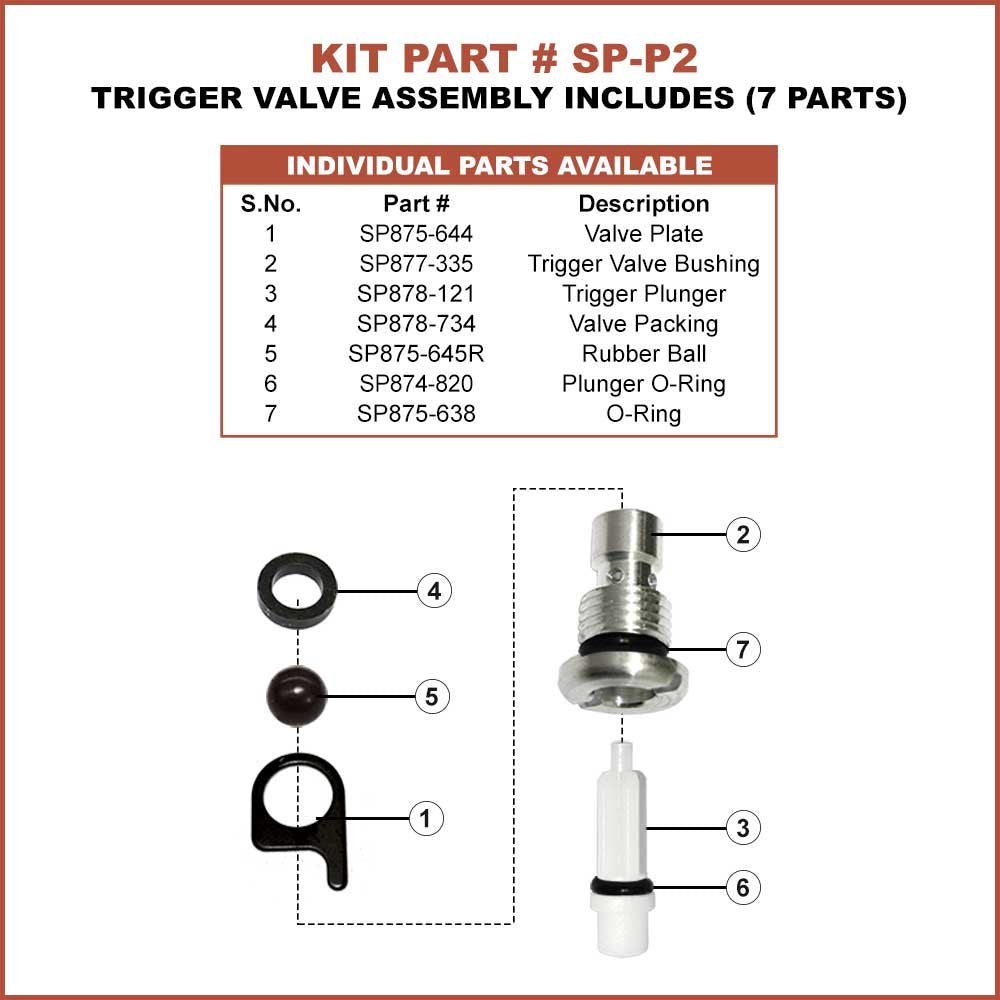 Superior Parts SP-P2 Trigger Valve Assembly Compatible with Hitachi NR83A, NR83A2, NR83A2S Framing Nailers