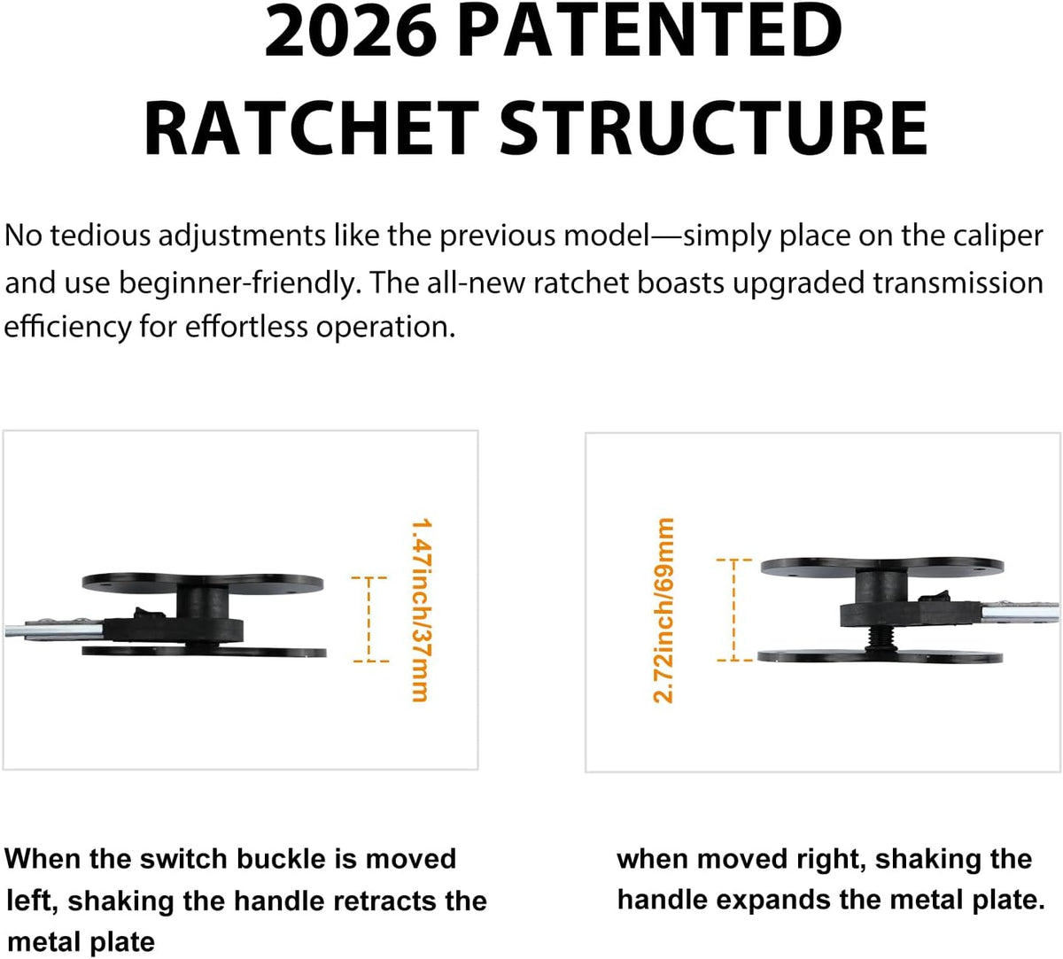 2026 Upgraded Patented Gen2 Brake Caliper Compression Tool, 5 in 1 Professional Piston Compressor, Brake Pad Spreader