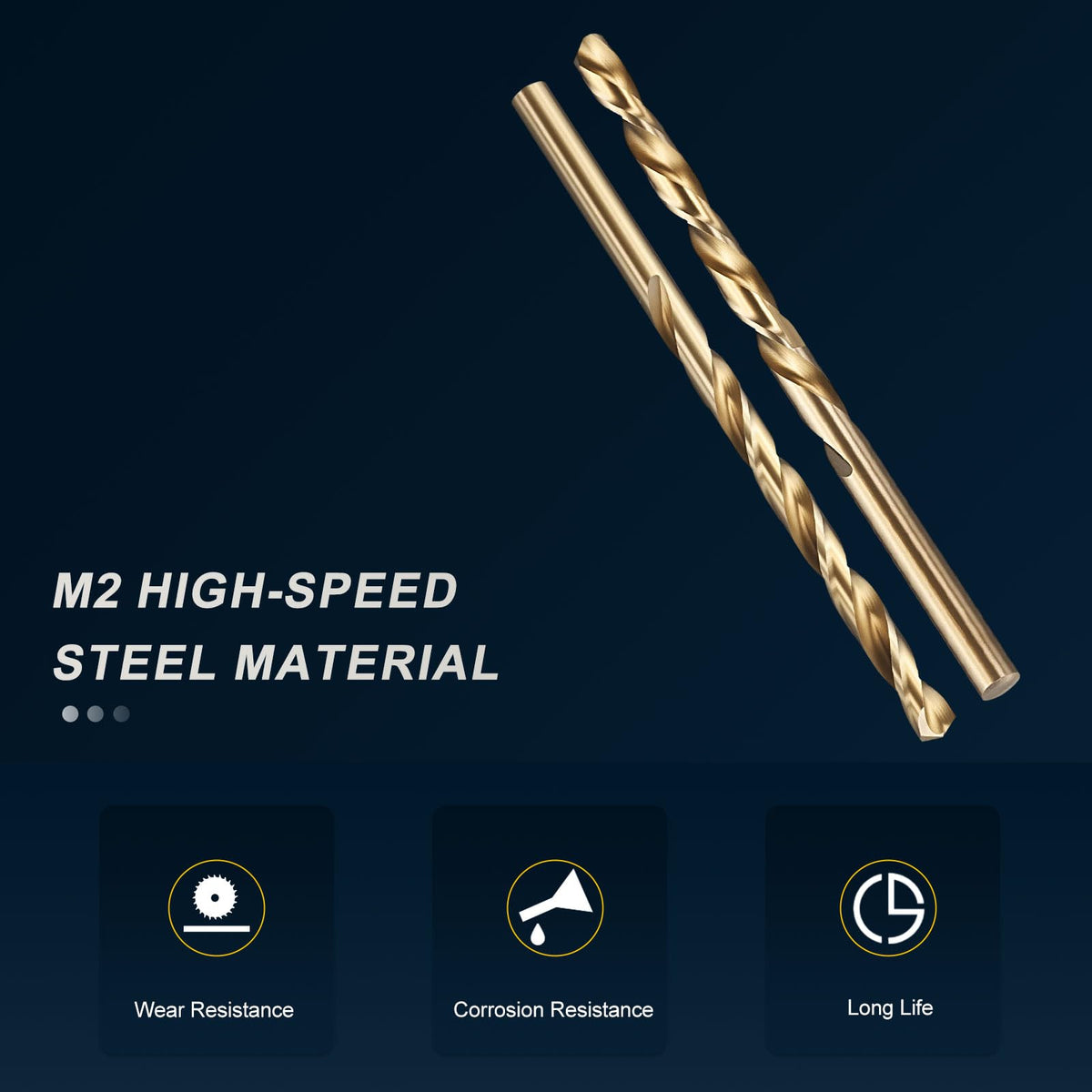 PATIKIL #15 Drill Bit Micro M2 High-Speed Steel 135° Gold Finish 12Pcs