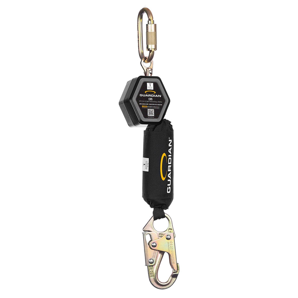 Guardian ‎1400198 CR5 Web Personal Self Retracting Lifeline (SRL) | 6ft | Steel Snap Hook | Class 1 | ANSI and OSHA