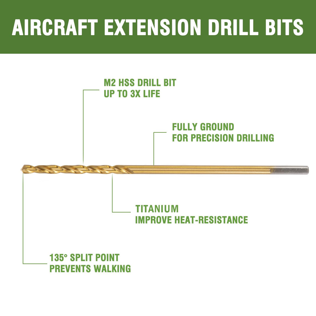 HLOFIZI 1/2 x 12 Inch Extra Long Drill Bit (1 Pack), Aircraft Drill Bit Titanium M2 High Speed Steel for Wood, Plastic, PVC, Thin Metal Sheet