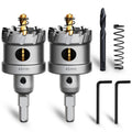 METOTY Metal Hole Saw 1-3/4''(45mm) 2Pcs Set Heavy Duty Tungsten Carbide Tipped Hole Cutters Set with a nitrided Step Drill and L-flench, for Steel Iron,Aluminum,Stainless stell,Plastic