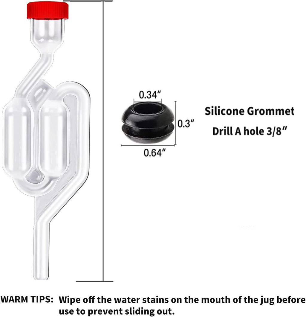 Airlocks for Fermenting[6Pack],Fermentation Airlock Kit,High TransparencyTwin Bubble S Shape with 12pcs Grommets