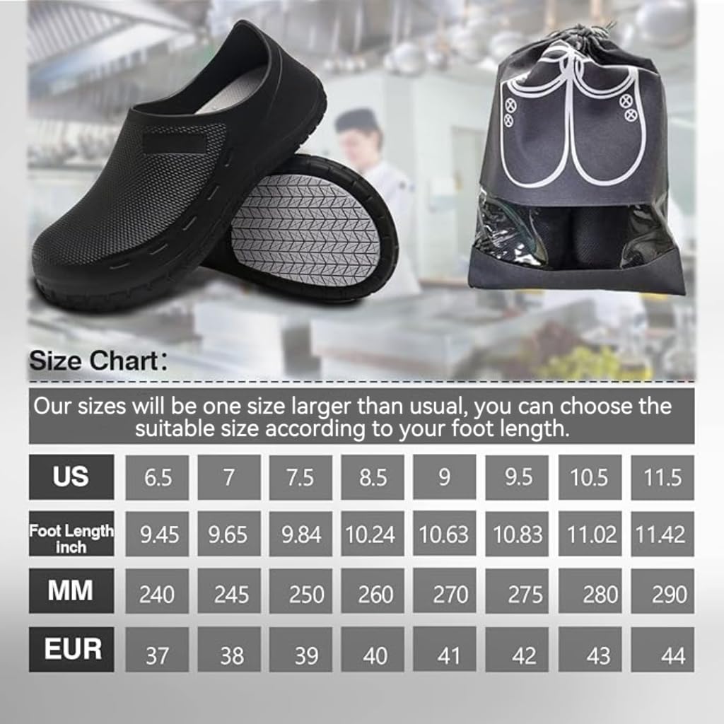 Chef Shoes for Men Nonslip Water Proof Work Shoes Mens Clogs Comfortable Nursing Nurse Shoes for Gardener Men Indoor