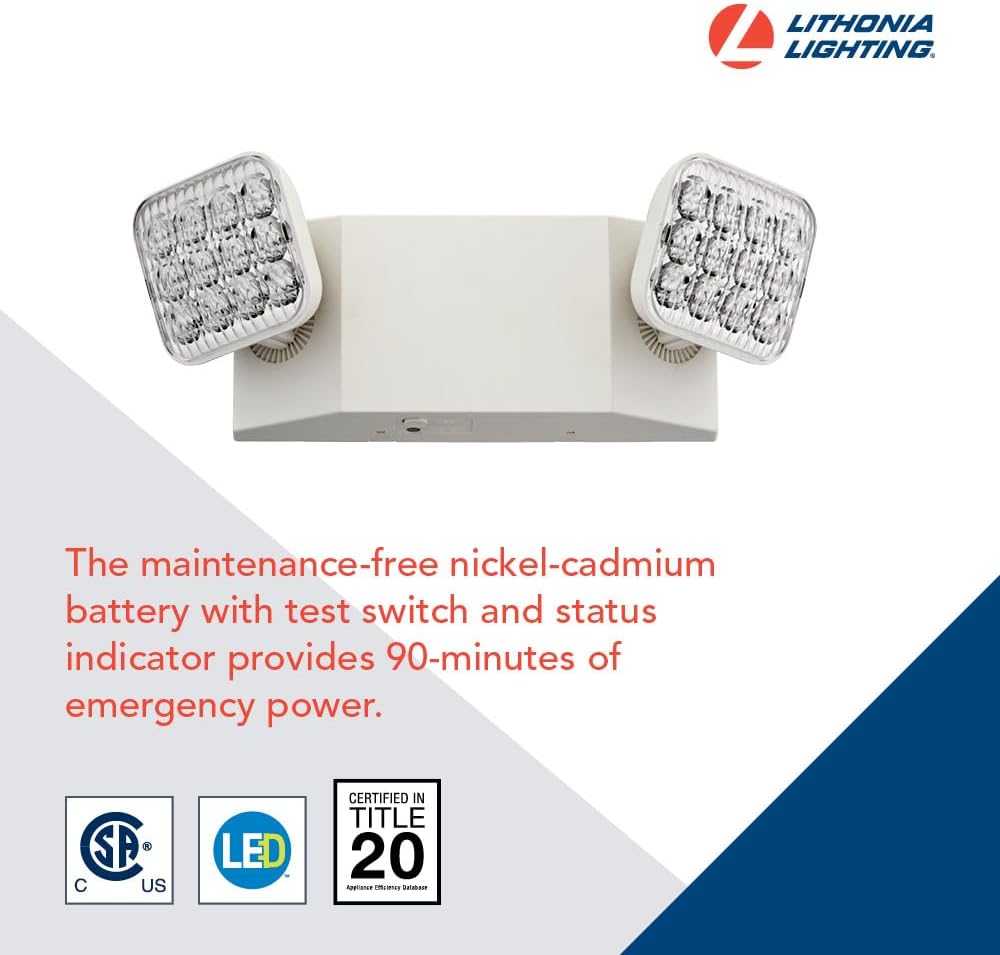 Lithonia Lighting Basics LED Emergency Light, Adjustable Heads 120/277V 6Pk