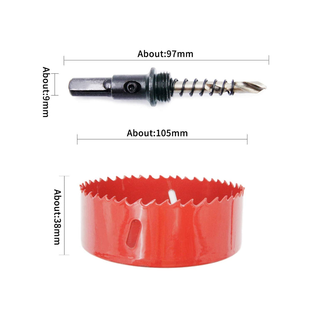 Hole Saw Drill Bit LAIWEI HSS Hole Cutter with Arbor for Wood,PVC Board and Plasterboard(4-1/8"(105mm Hole Saw))