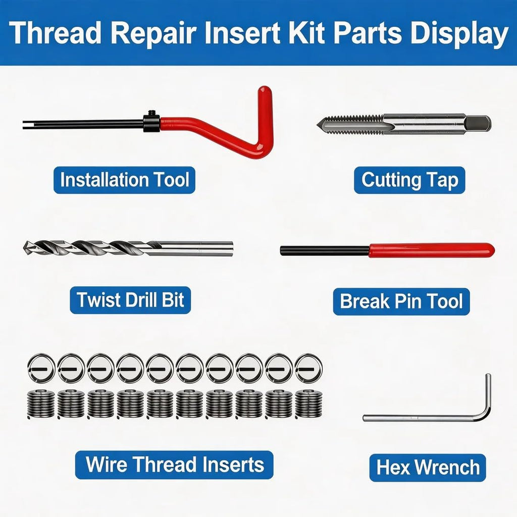 Alltooetools M9 X 1.25 Thread Repair Kit, Metric Helicoil Kit with HSS Drill Bit, 20PC Wire Thread Inserts