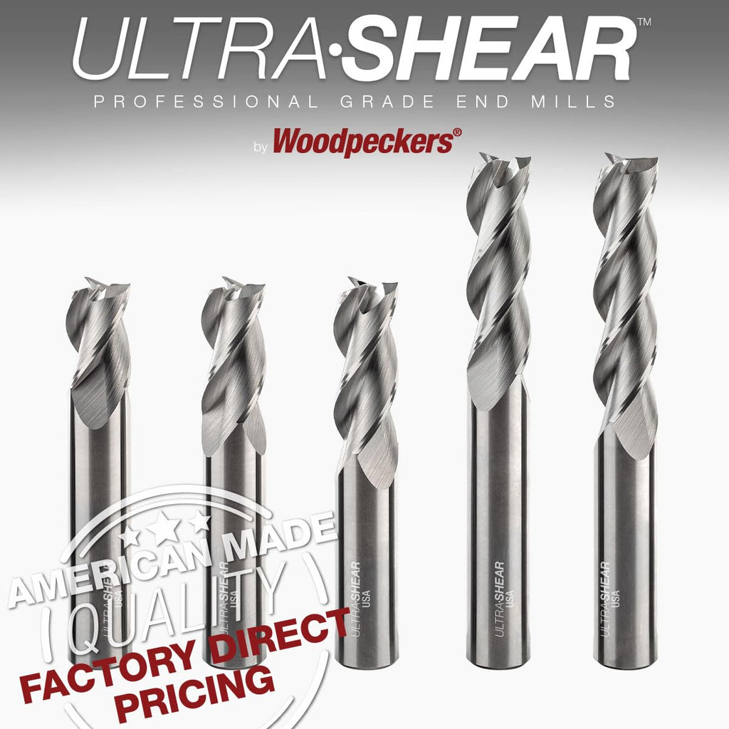 Ultra-Shear 1/2 Inch End Mills, 3 Flute, USA Made Solid Carbide CNC Aluminum Cutting End Mill Bits for Roughing & Finishing - Square End - UF27006