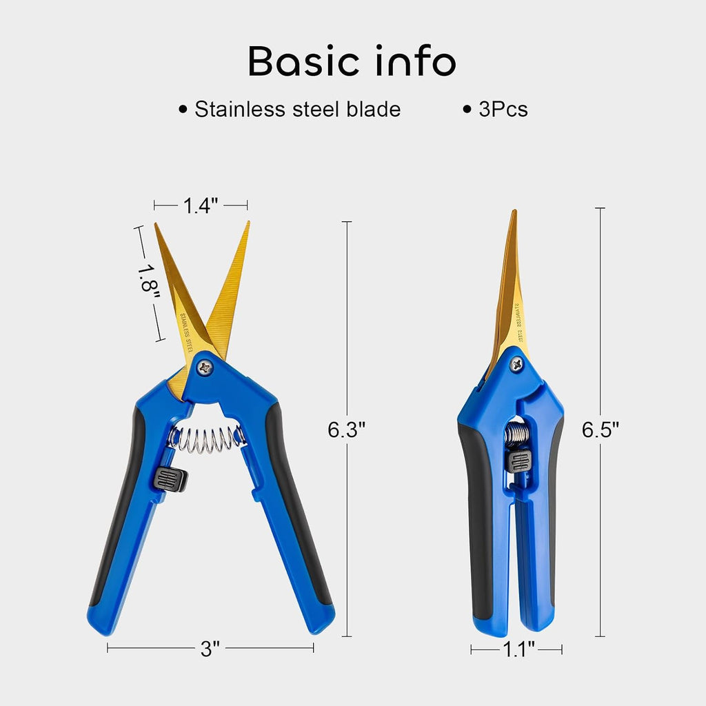6 Packs 6.5 Inch Pruning Shears with Curved Blades Trimming Scissors For Gardening Hand Pruning Snips Titanium Coated