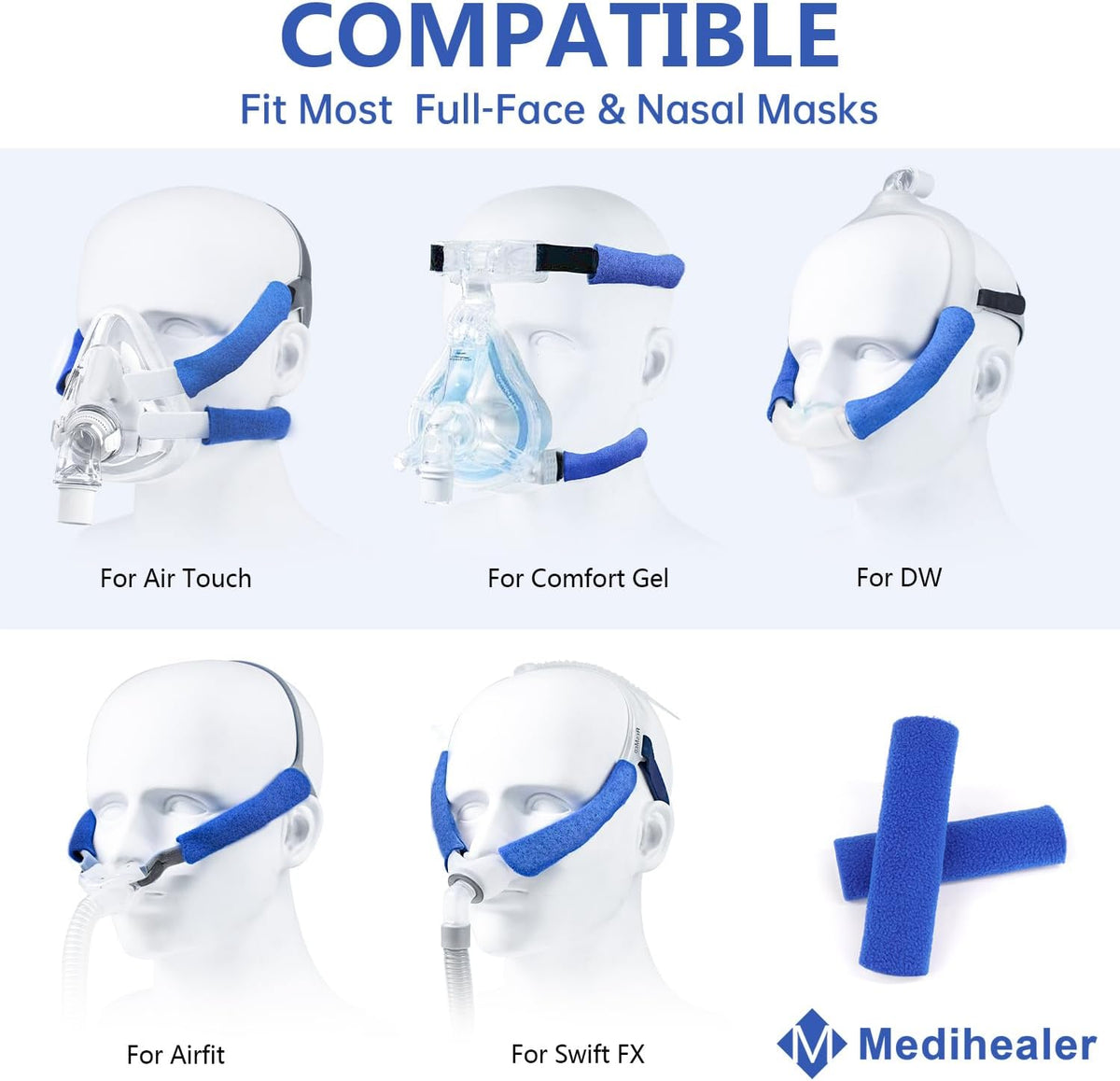 8 Pack CPAP Headgear Strap Covers, Universal and Reusable CPAP Strap Covers, Soft-Fleece Strap Pads for Reduce Red Marks, Great Value Kit Supplies by Medihealer