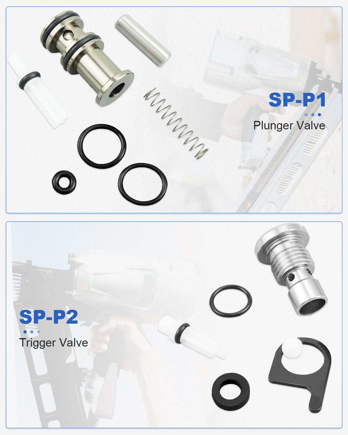 Nahntaipy SP-P1 SP-P2 Plunger Valve and Trigger Valve Assembly Replacement, Fit for Hitachi NR83A NR83A2 NR83A2(S) NR83A3 Frame Nailer Parts 877-337 875-638