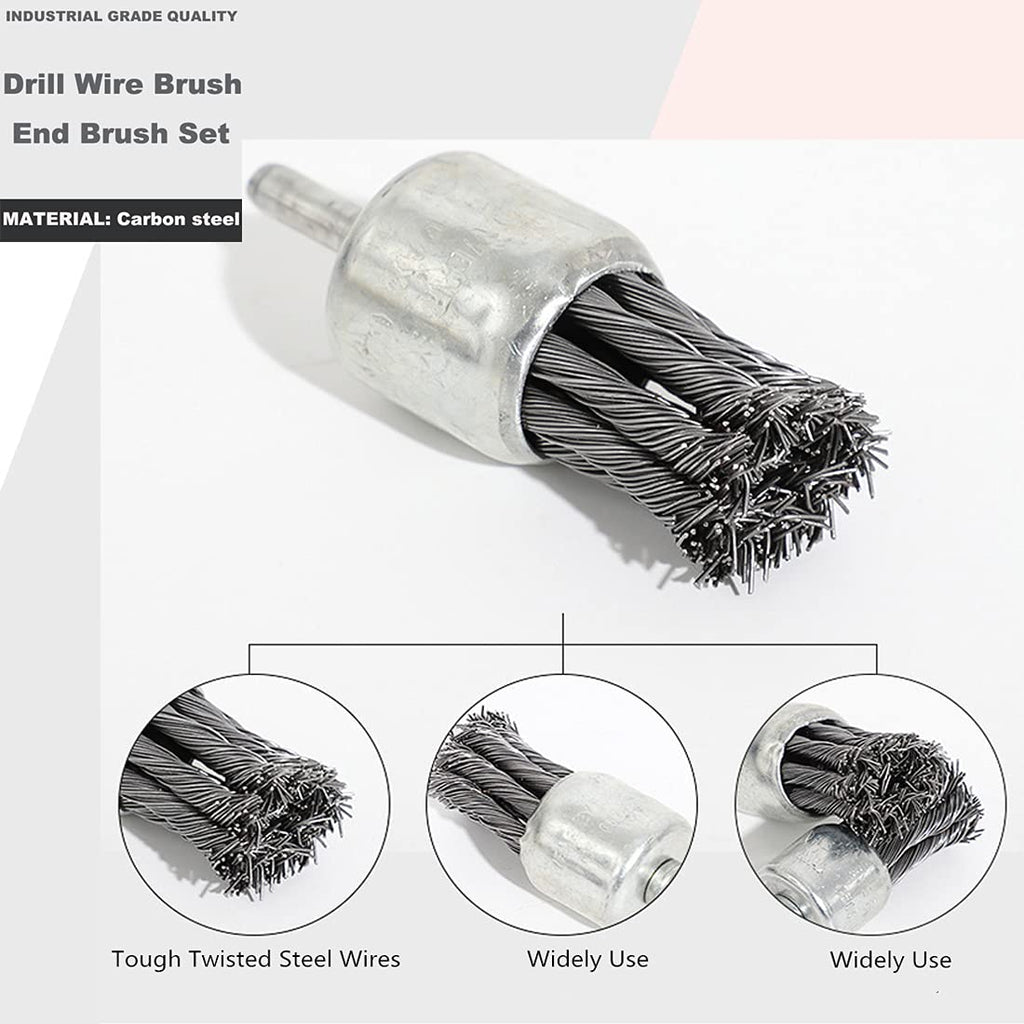 9 Pack Wire Wheels Brush for Drill, - Sizes 0.8" 1" 1.2", Wire End Brush