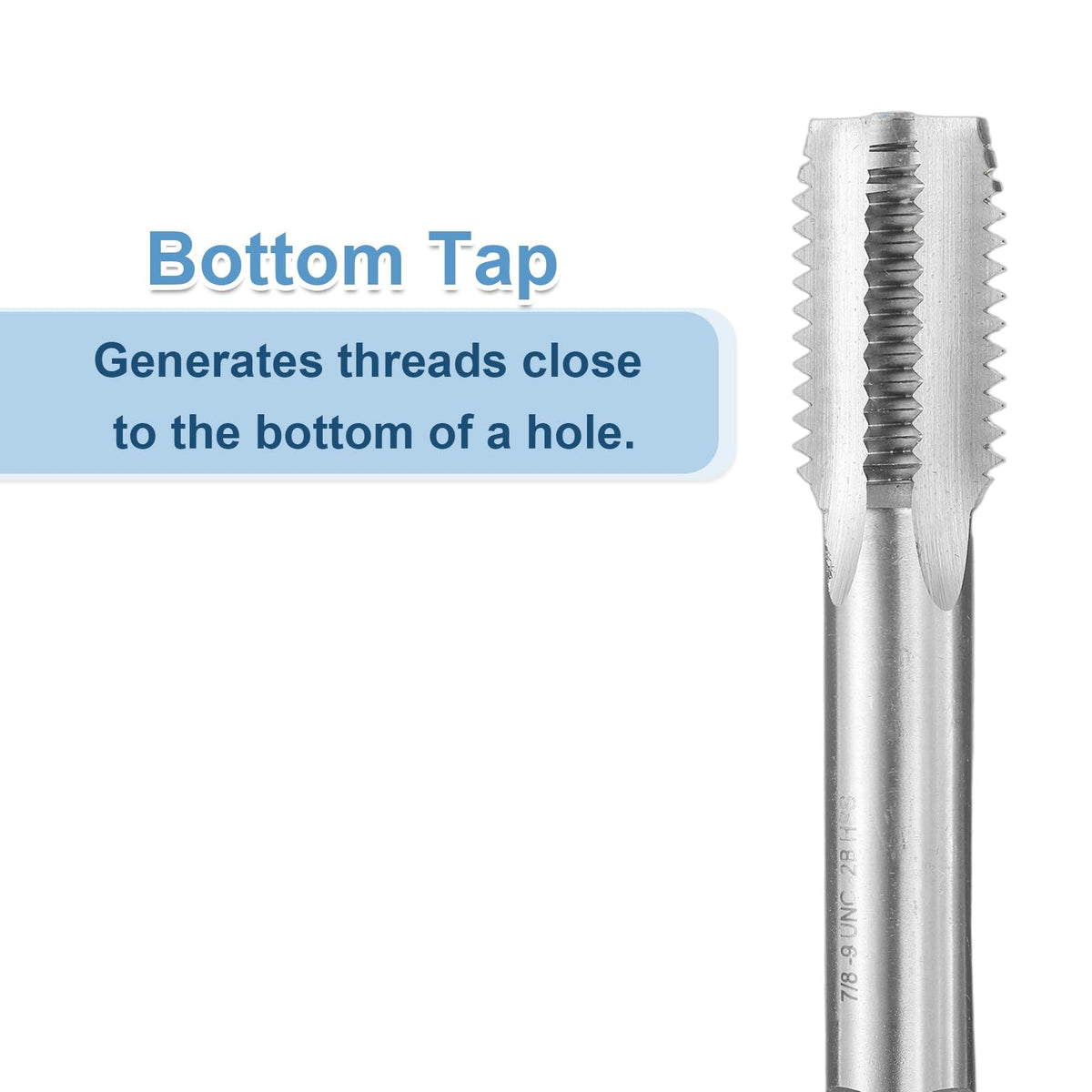 uxcell Hand Bottom Tap 7/8-9 UNC 2B Thread Bottoming Style Threading Tap