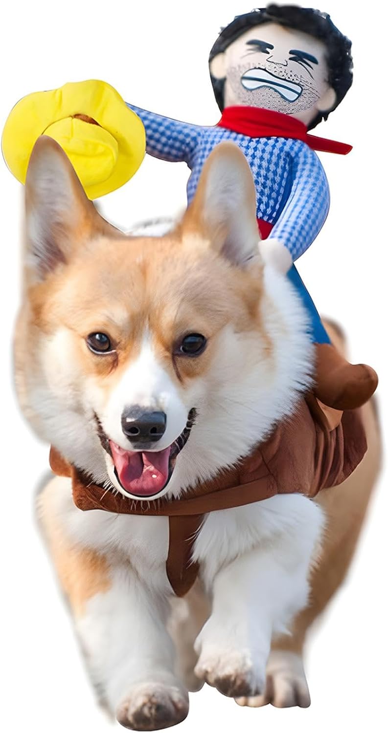 Cowboy Rider Dog Costume for Dogs Clothes Knight Style with Doll and Hat