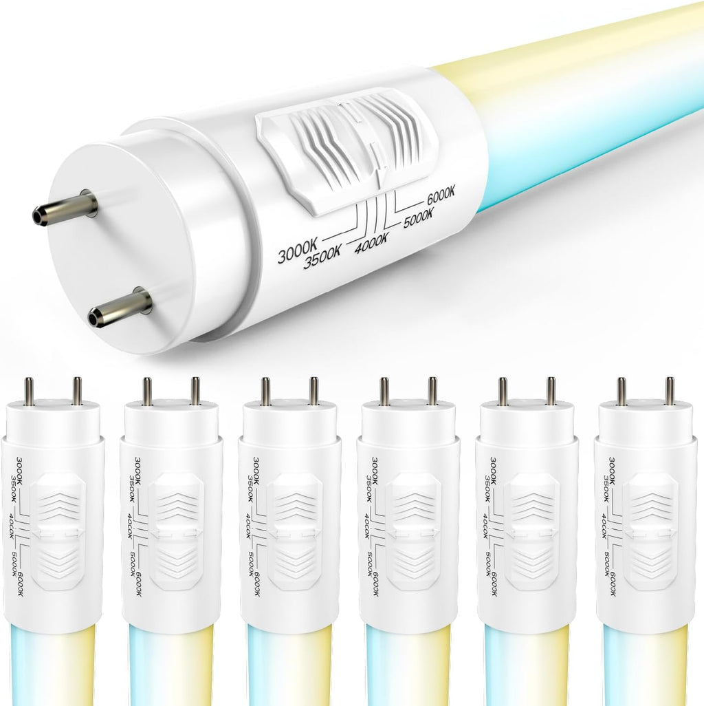 Sunco 6 Pack 4 Foot T8 LED Tube Light Bulbs, 5CCT, 18W Ballast Bypass
