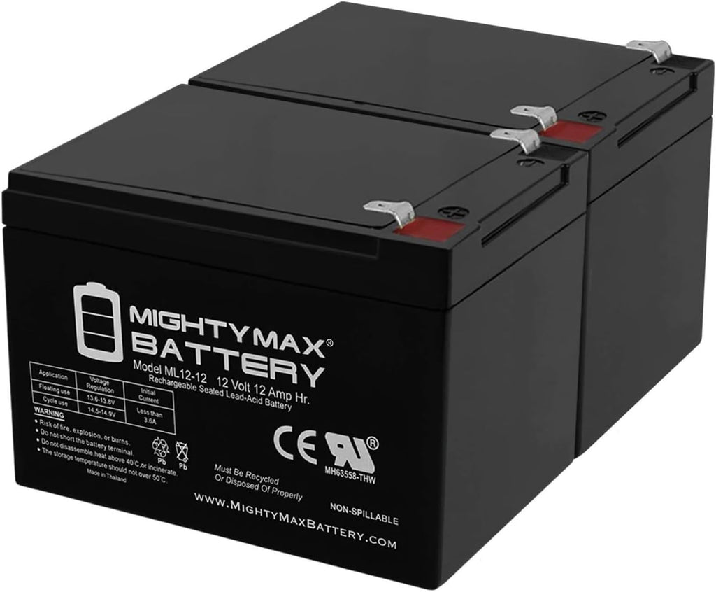 Mighty Max Battery 12V 12AH Battery for Pride Mobility Go-Go Ultra X 3-Wheel - 2 Pack