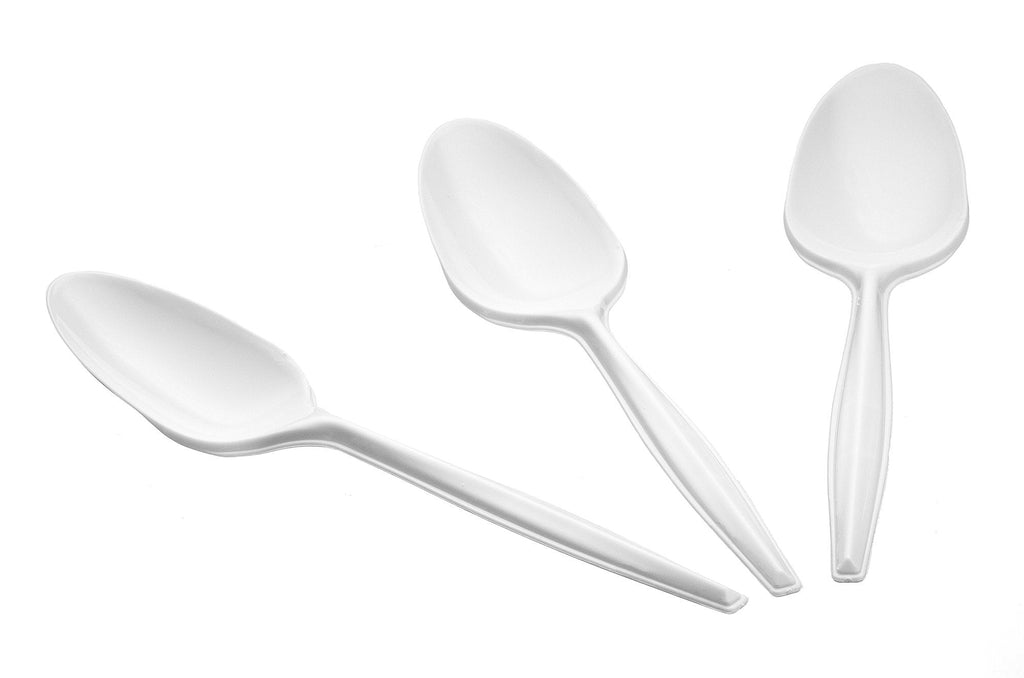 Plastic Teaspoons Heavy Duty Disposable White Cutlery, 400 Count