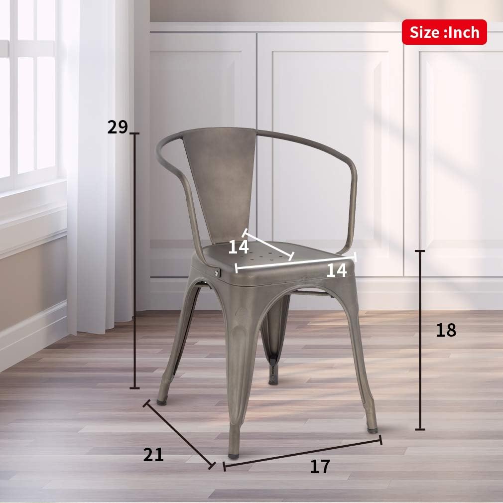 Metal Dining Chairs Set of 4 Patio Chiar Indoor Outdoor Kitchen Chairs 18 Inch Seat Height Restaurant Chair 330LBS