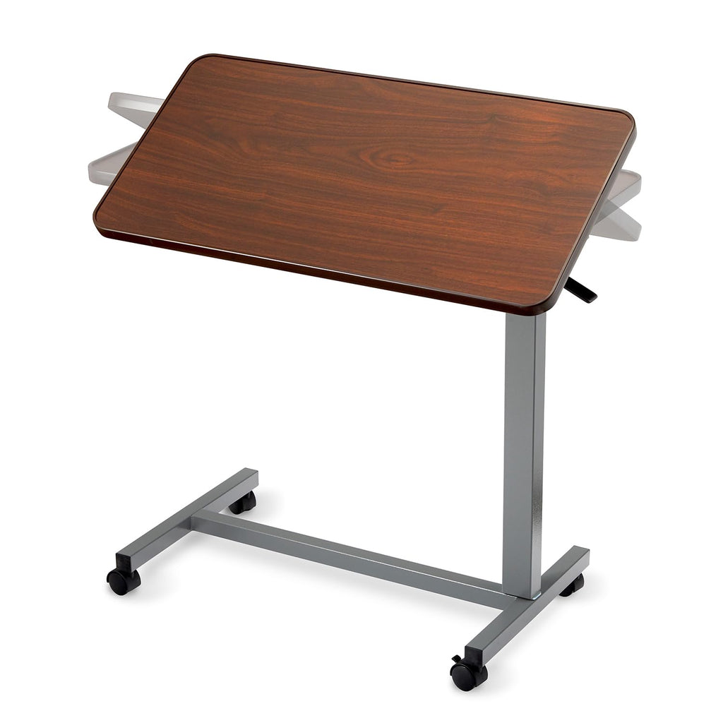 Bed Table, Height Adjustable & Tilting Overbed Table, Hospital Bedside Table, Medical Rolling Desk with Wheels
