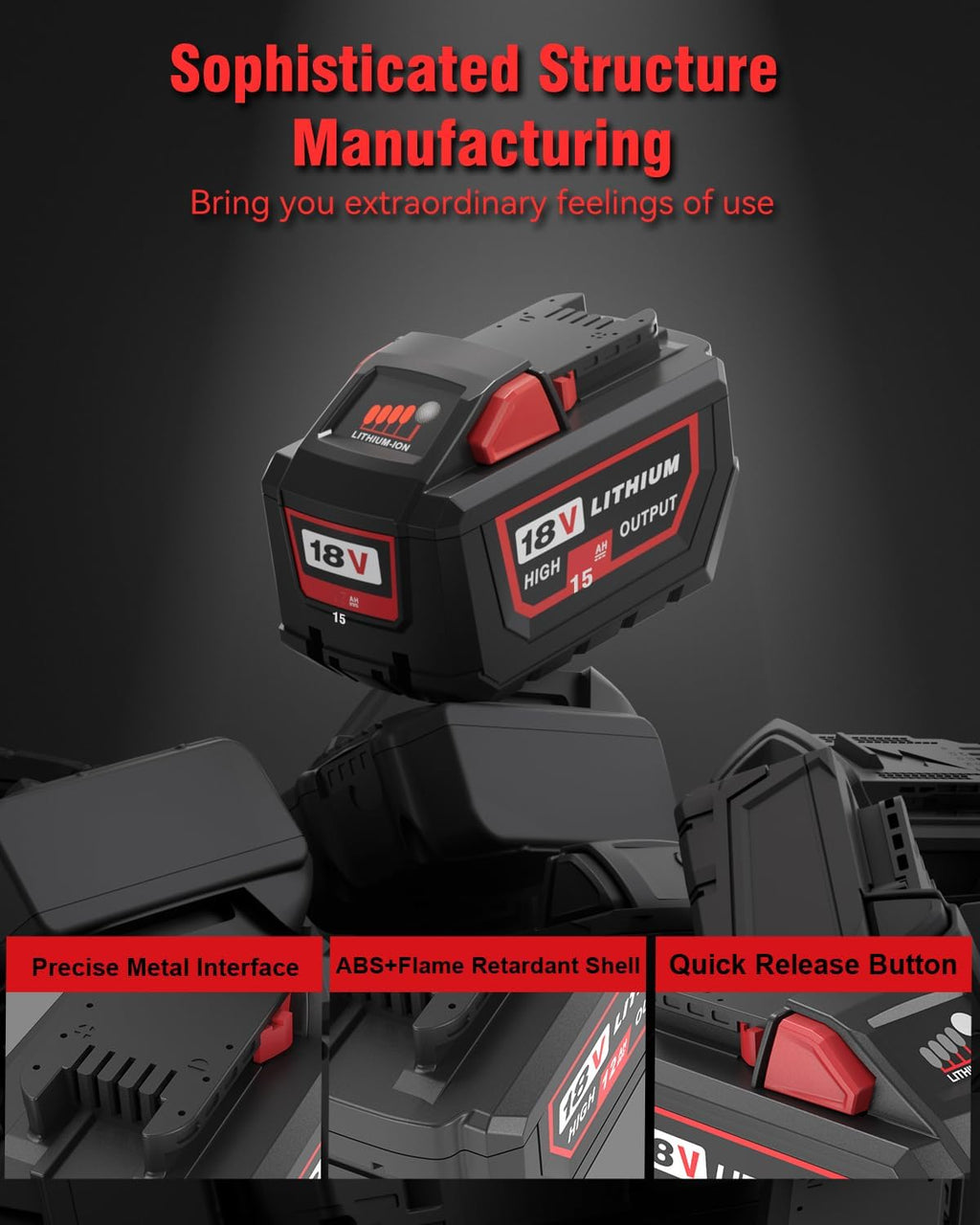 Upgraded 1Pack 18V 15.0Ah Replacement Battery for Milwaukee M-18