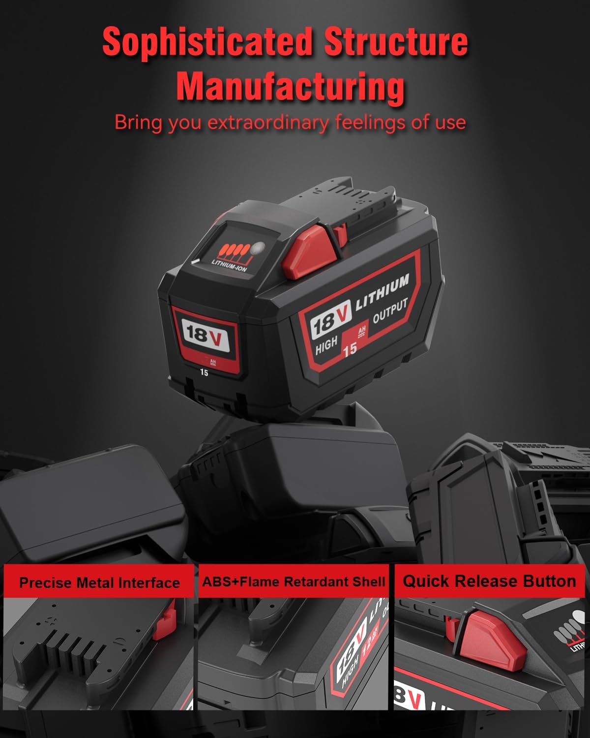 Upgraded 1Pack 18V 15.0Ah Replacement Battery for Milwaukee M-18
