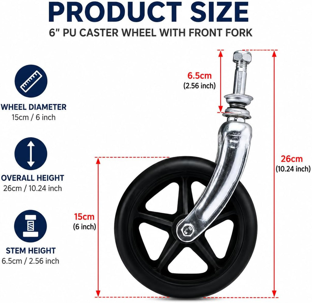 Wheelchair Front Caster Wheels For Karman Ergo Flight 2015–2026,Solid Bearing Wheels