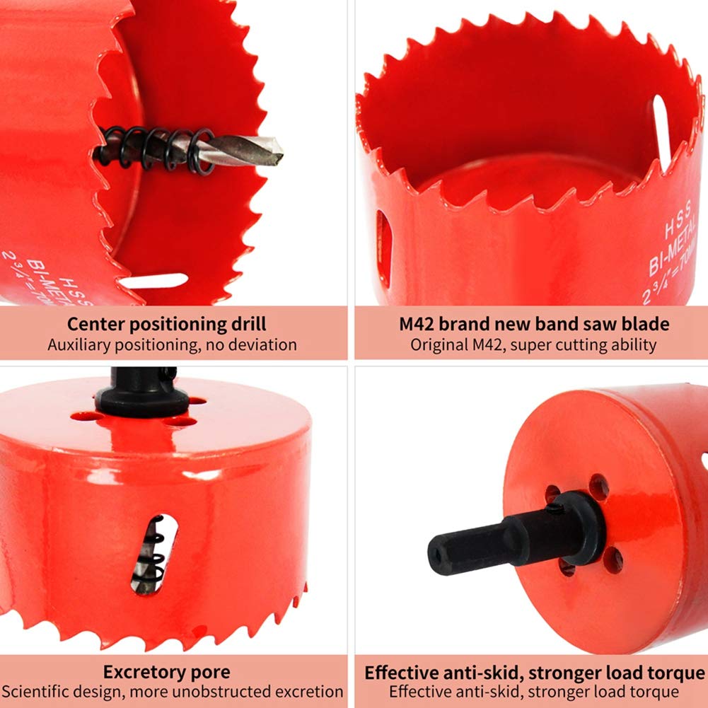 Hole Saw Drill Bit LAIWEI HSS Hole Cutter with Arbor for Wood,PVC Board and Plasterboard(4-1/8"(105mm Hole Saw))