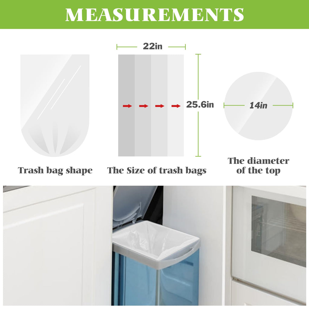 Medium Clear Trash Bags 8 Gallon 300 Count Kitchen Garbage Bags