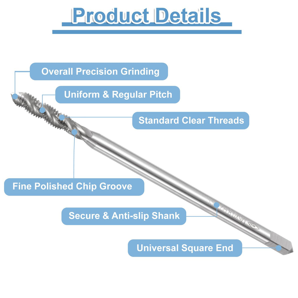 uxcell Spiral Flute Thread Tap, Metric M5 x 0.8 H2 100mm (4") Extra Long Machine Screw Tap Threading Tapping Tool, High Speed Steel (HSS)