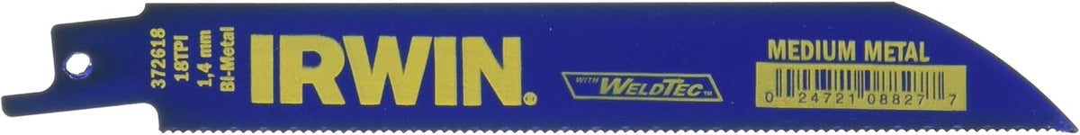 IRWIN Tools Metal Cutting Reciprocating Saw Blade, 6-Inch, 18 TPI, 50-Pack (372618BB)