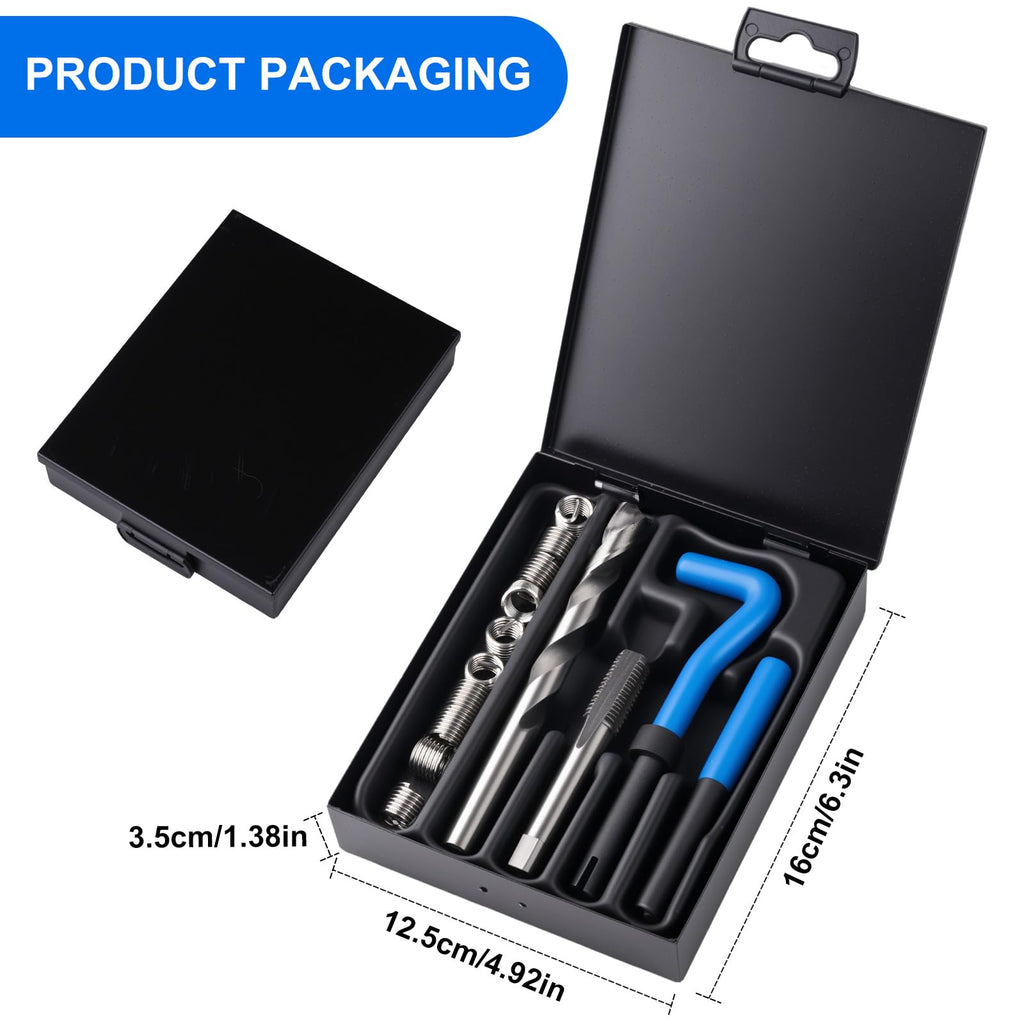 KUNGJUER 15PC SAE Helicoil Thread Repair Insert Kit, 7/16-14 inch Rethread