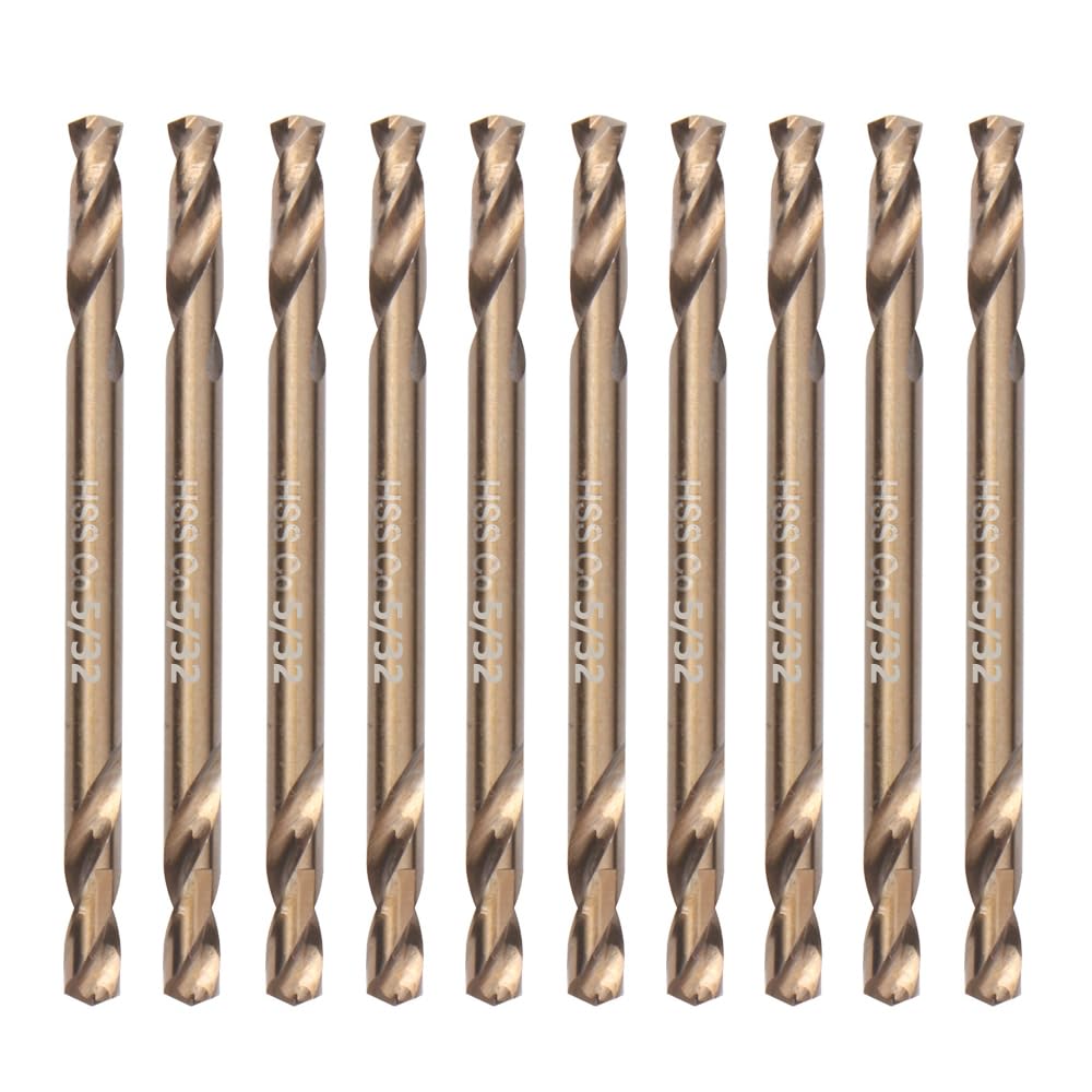 VALYRIANTOOL 5/32" Cobalt Drill Bits(10PCS), M35 HSSCO High Speed Steel Double Ends Stubby Body Twist Drill Bit Set for Hardened Metal, Stainless Steel, Cast Iron, Plastic and Wood