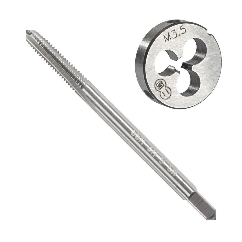 Aceteel M3.5 x 0.6 Metric Tap and Die Set, M3.5 X 0.6mm HSS Machine Thread Tap and M3.5 X 0.6mm Alloy Tool Steel Round Thread Die Right Hand