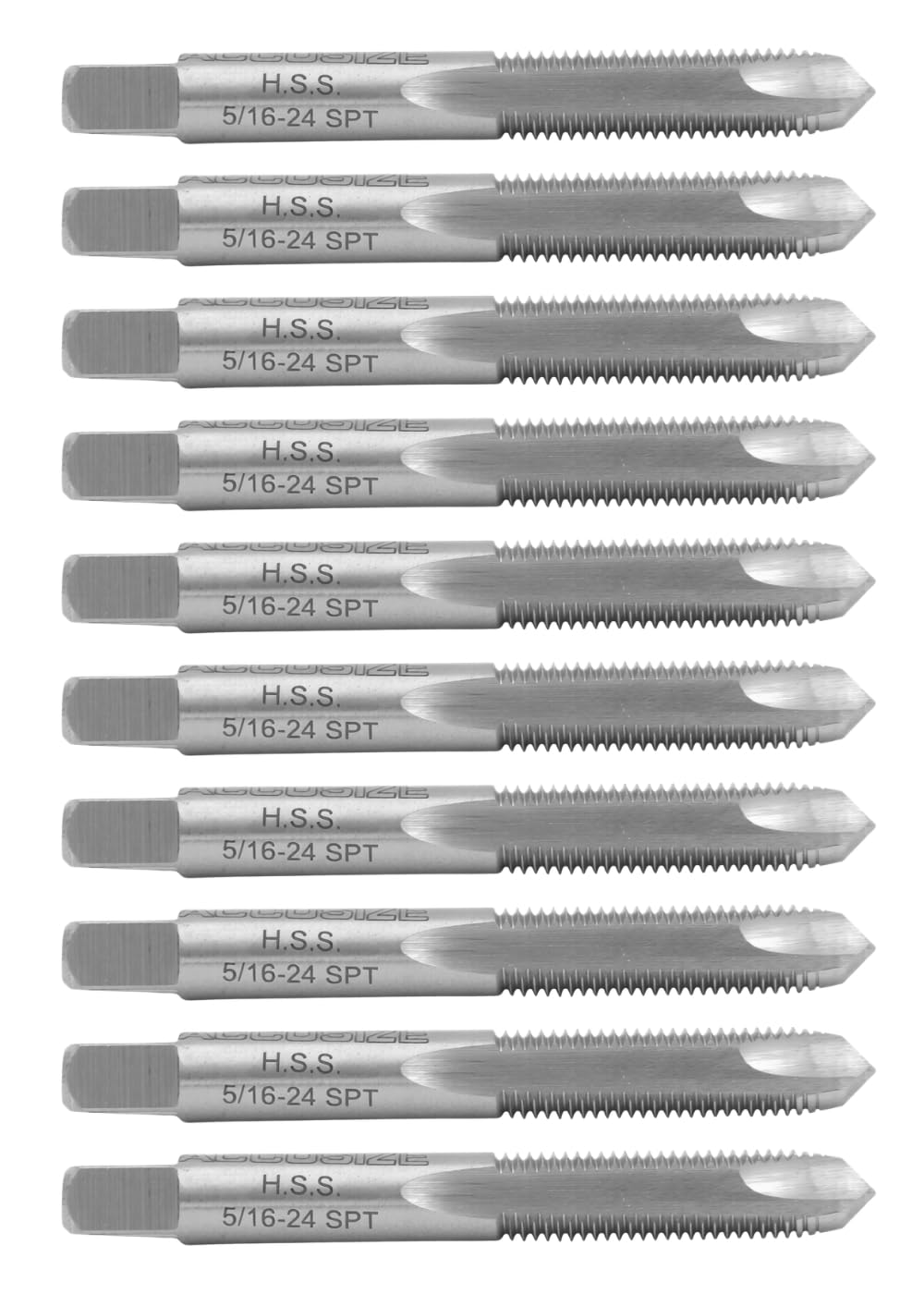 Accusize Spiral Point Tap 5/16-24NF H3 HSS 2-Flute, 10 Pc Set