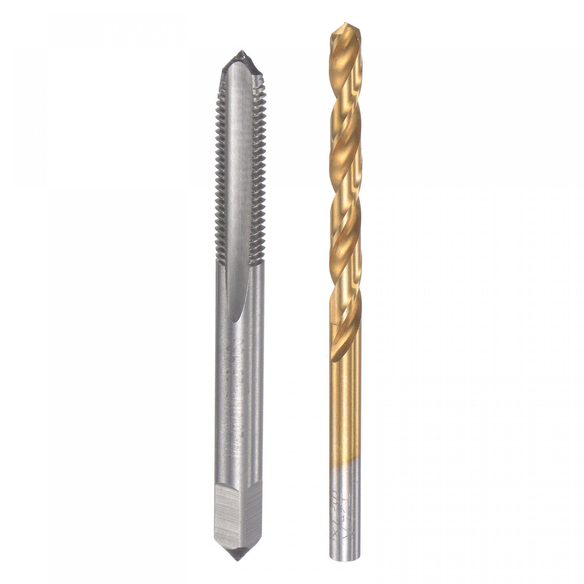 uxcell 1/4-28 UNF Straight Flute Thread Tap and 5.4mm Twist Drill Bit Set, Titanium Plated 6542 High Speed Steel Drilling Bit Machine Threading Tap