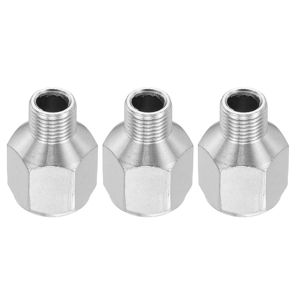 PATIKIL 1/8 to 1/4 Air Brush Hose Adapter, 3PCS 1/8" BSP Male to 1/4" BSPT Female Fitting Conversion Adapter Nipple Metal Connector for Air Compressors