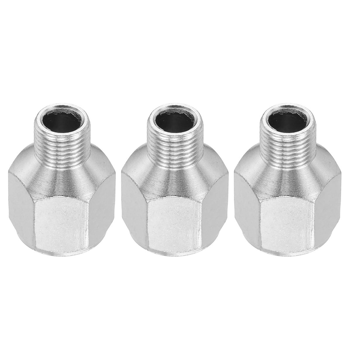 PATIKIL 1/8 to 1/4 Air Brush Hose Adapter, 3PCS 1/8" BSP Male to 1/4" BSPT Female Fitting Conversion Adapter Nipple Metal Connector for Air Compressors