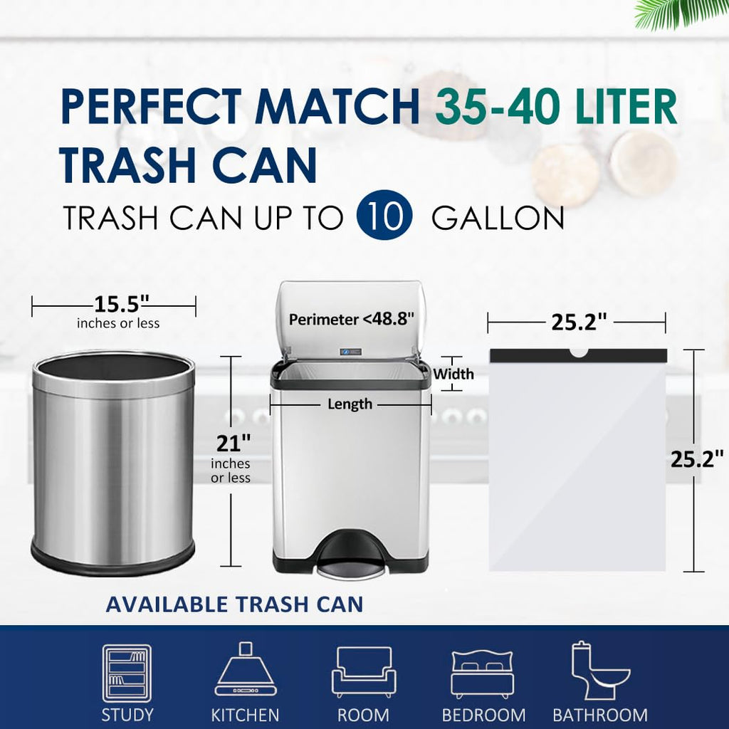 Medium 10 Gallon White Drawstring Trash Bags, 1.6Mil, 200 Count