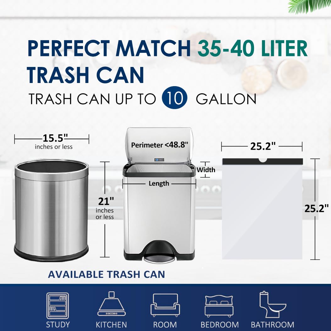 Medium 10 Gallon White Drawstring Trash Bags, 1.6Mil, 200 Count