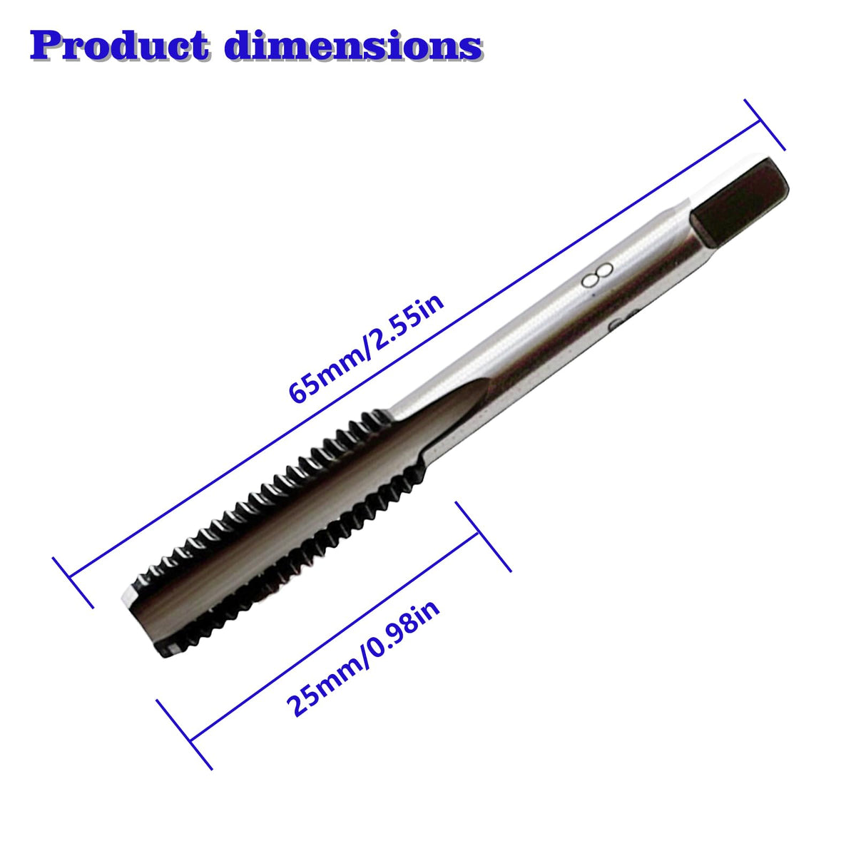 2Pack M8 x 1.25 Metric Thread Tap, M8 x 1.25mm High-Speed Steel Hand Tap,Right Hand Thread Tap 1Pair