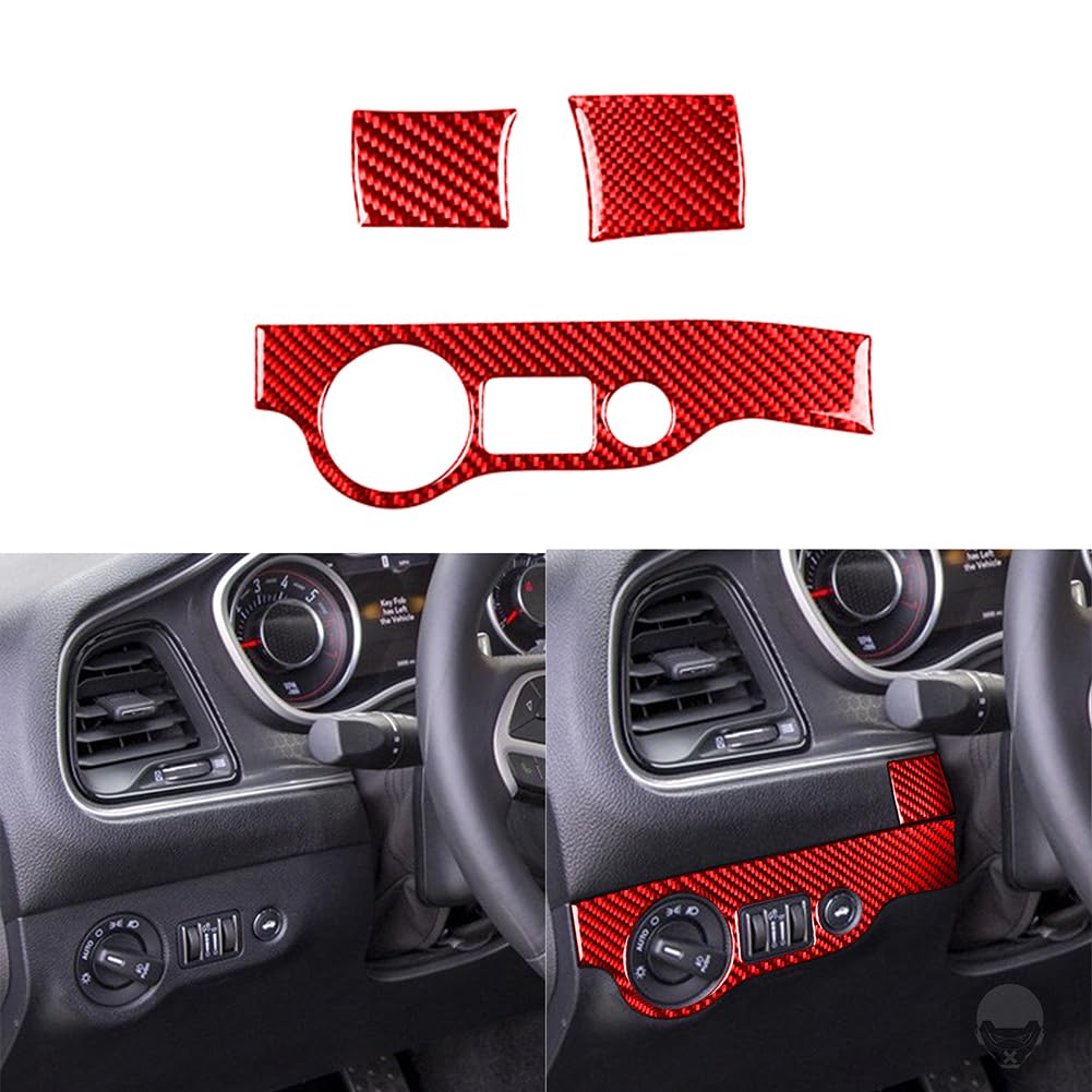 UOADA Carbon Fiber Headlight Switch Trim Fit for Dodge Challenger 2015-2023