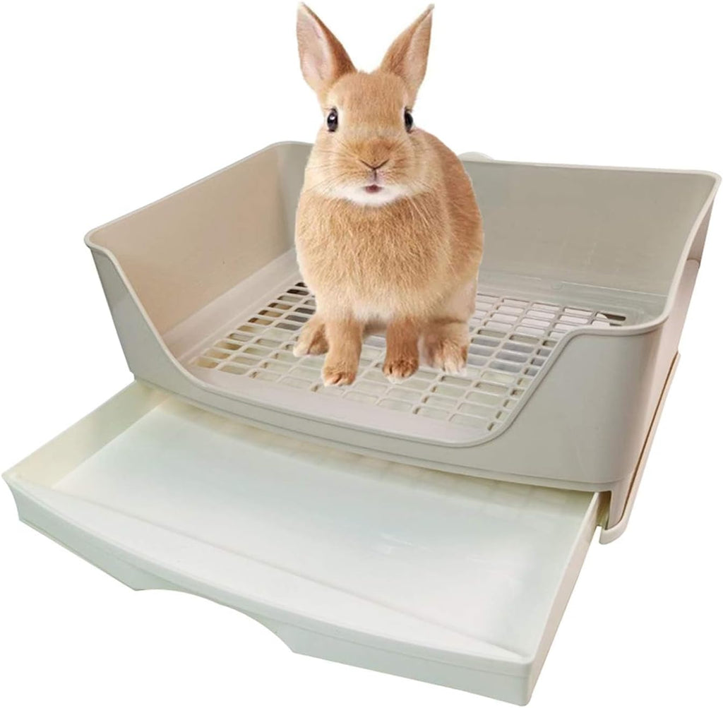 Large Rabbit Litter Box Trainer, Potty Corner Toilet with Drawer Bigger Pet Pan for Adult Hamster, Guinea Pig