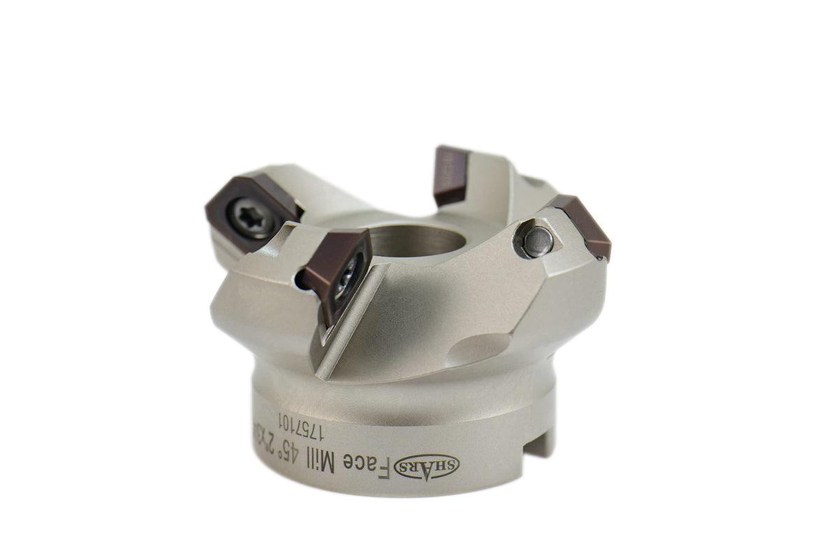 Shars 2" 45 Degree Indexable Face Mill with 4 PCS SEHT 1204 YBG205 Carbide Insert P[