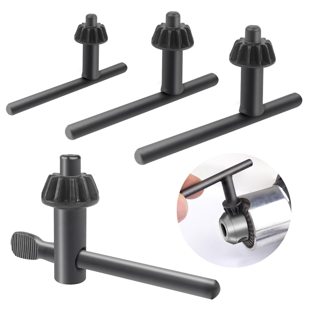 ATOPLEE 4 Sizes Drill Chuck Key Wrench,Drill Press Chuck Key for Electric Drill Clamping[Chuck Diameter:3/4" 3/8" 1/2" 5/8"]