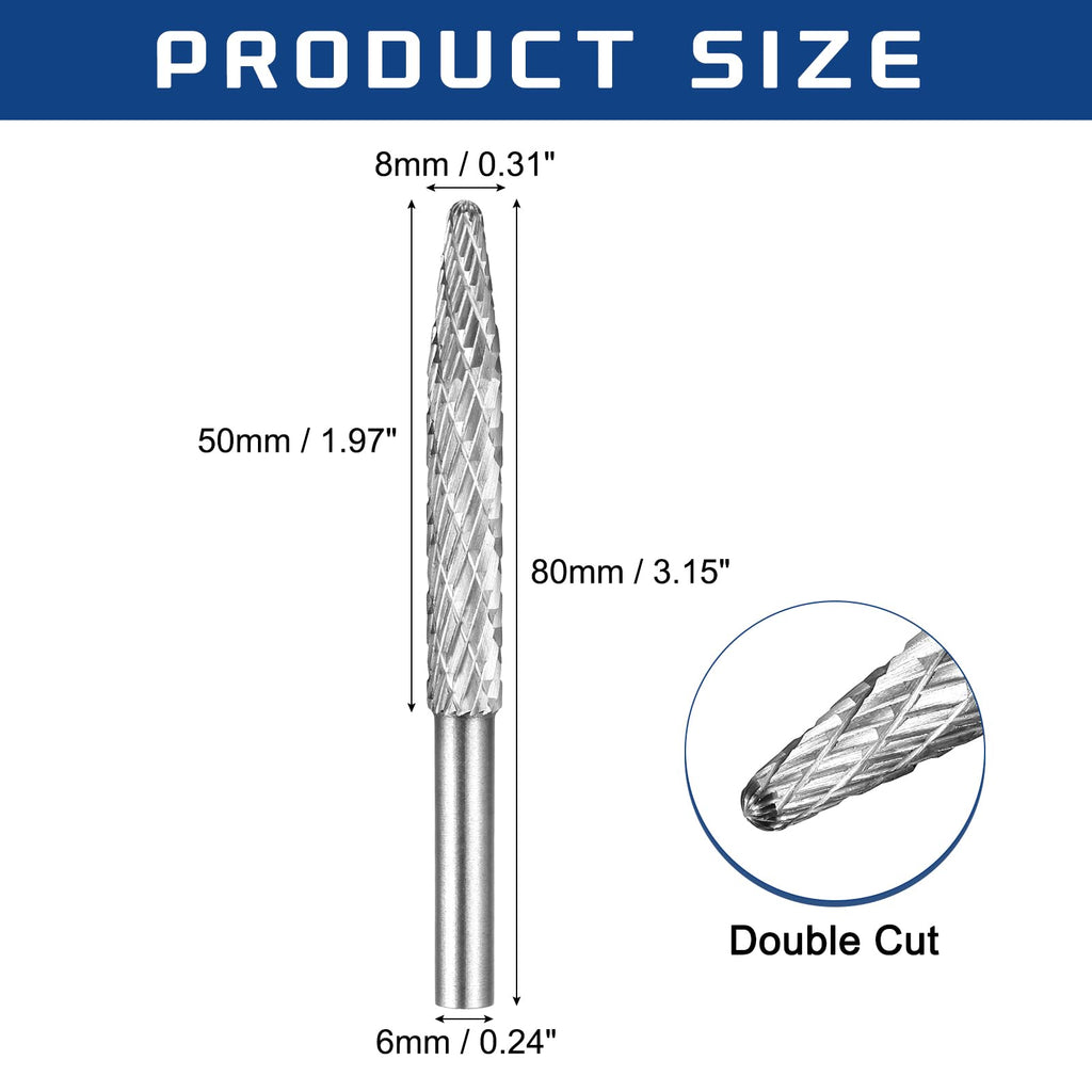 Workkyma Die Grinder Bits Rotary Burrs 6mm Shank 8x50mm Cutting Head
